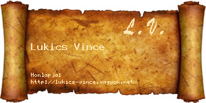 Lukics Vince névjegykártya